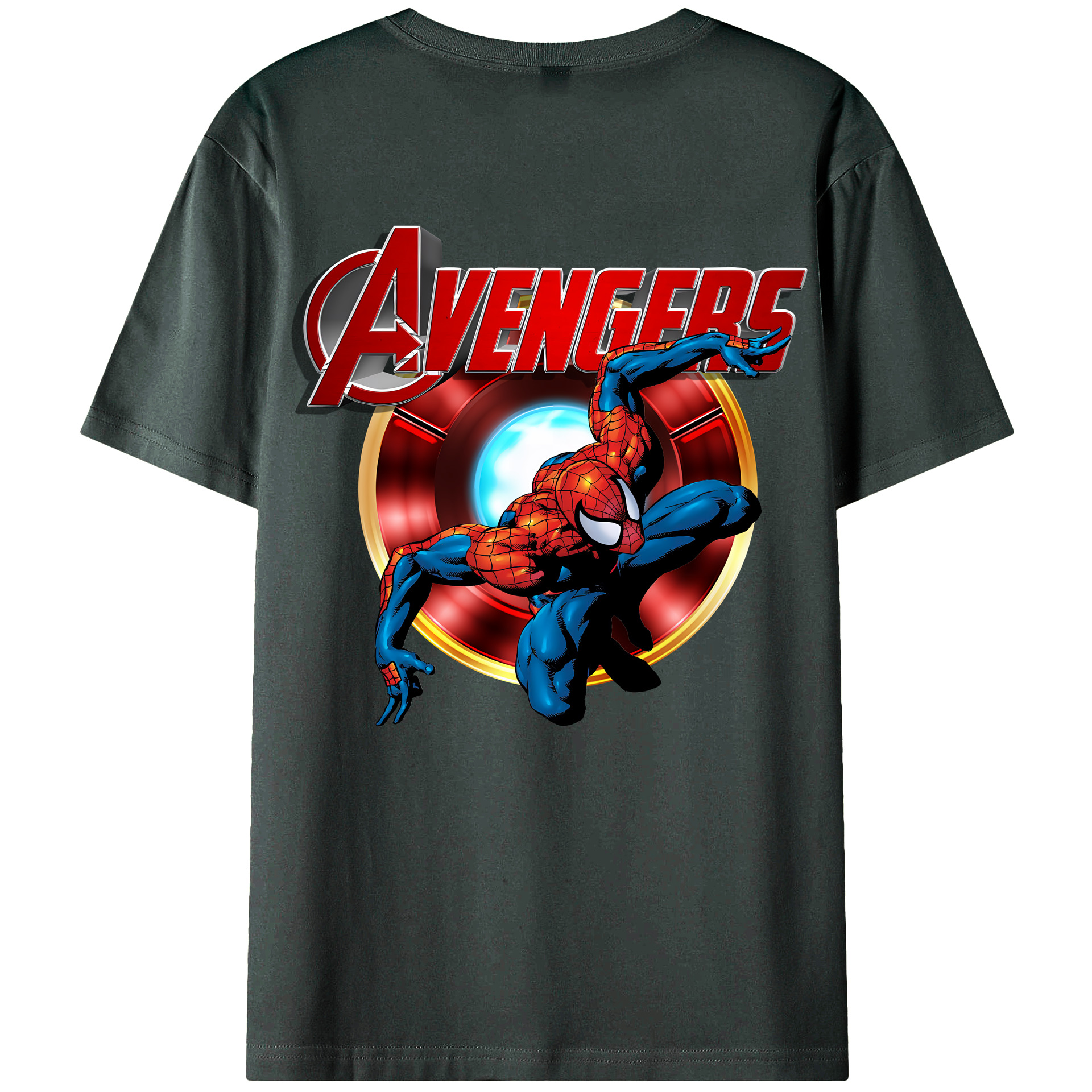 （画像用） Spider Man スパイダーマン 綿100％ メンズ半袖Tシャツ（バックプリント） 通気性